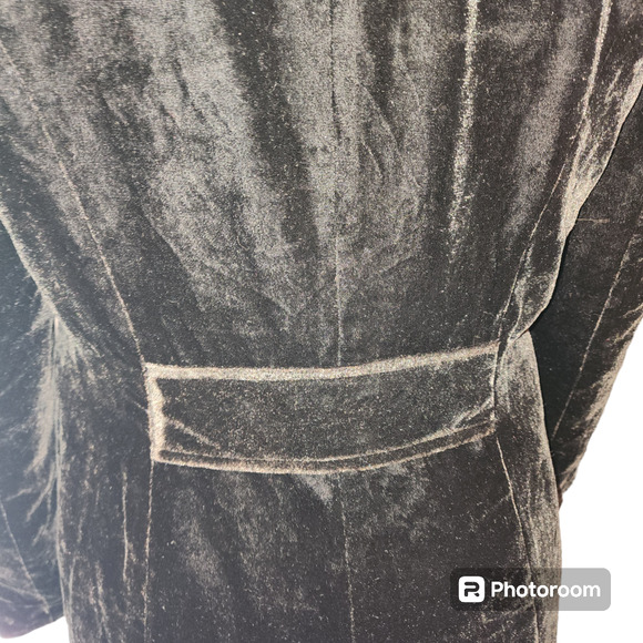 Vintage Newport News Black Embellished Shoulders Velvet Button Duster Jacket 10 - Picture 7 of 10